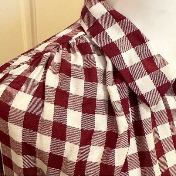 Madewell Gingham Plaid SS Popover Shirt XS Red - Picture 5 of 13